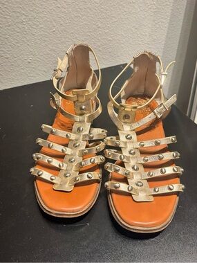 Gold Studded Strappy Gladiator Sandals - Women